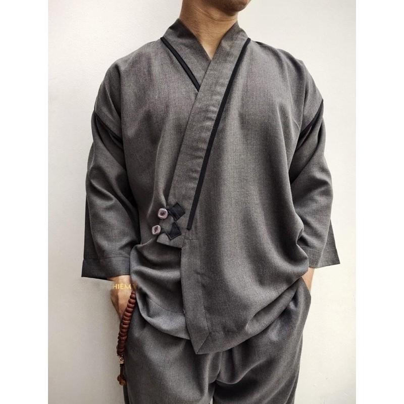 ĐỒ LAM ĐI CHÙA Set Đồ Lam Đi Chùa Cao Cấp Cho Nam s1