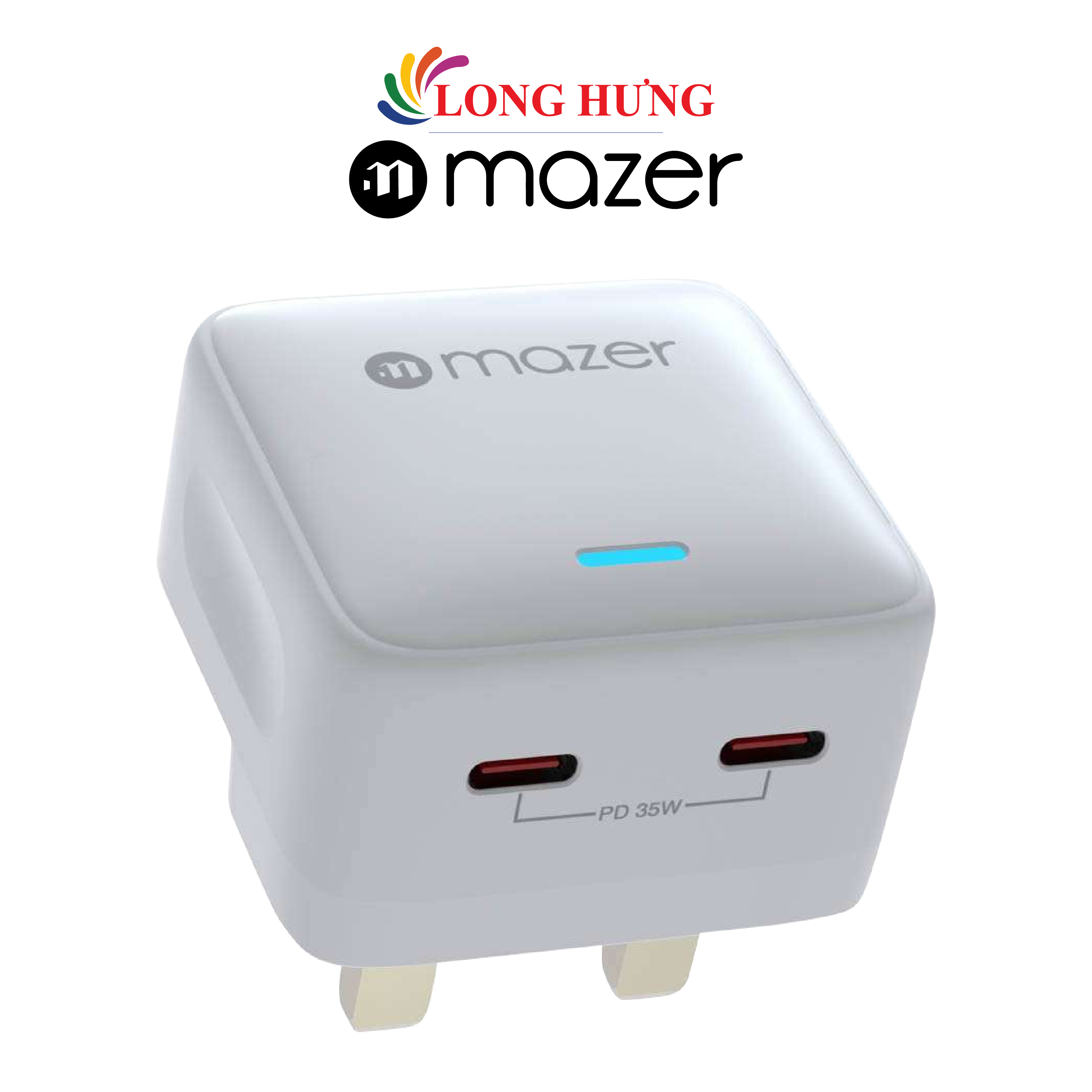 Cốc sạc Mazer GaNPrestige SuperMINI 35W 2Type-C M-GAN35US-V3 - Hàng chính hãng