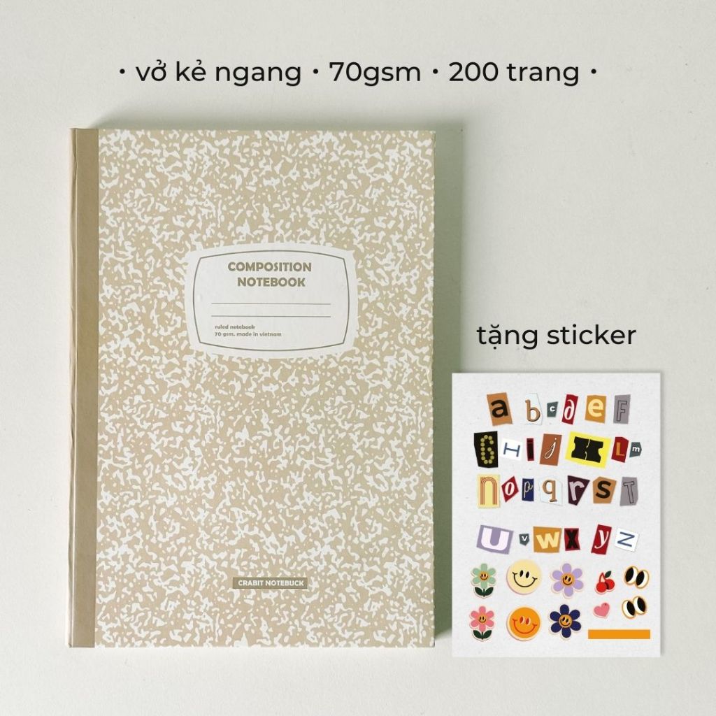 Vở bìa cứng 140 trang tập học sinh ghi chép studygram 100gsm Composition Hoạ tiết quả trám