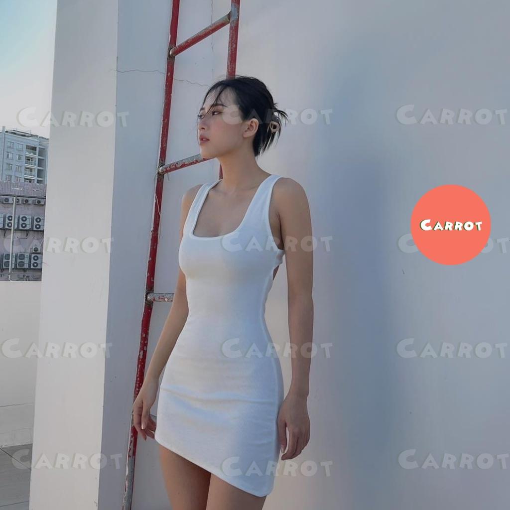 Đầm body đẹp basic ôm ba lỗ sát nách khoét lưng quyến rũ dễ thương thời trang nữ trendy carrotxinhdep