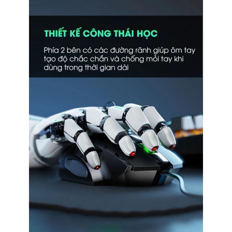 Chuột máy tính gaming TEKKIN INPHIC W1 PRO 7200 DPI bản có dây tắt âm silent RGB - hàng nhập khẩu