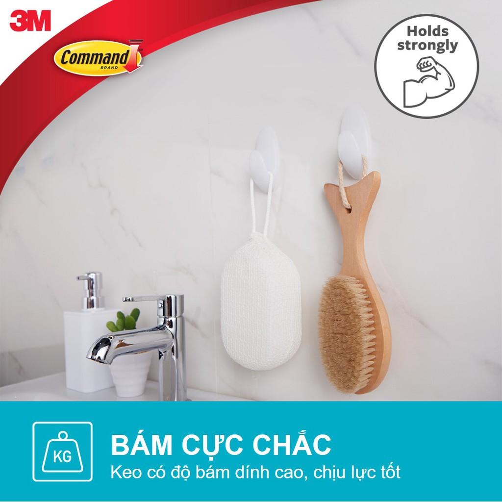 Móc dán tường chống thấm nước Command 3M vỉ 2 cái cỡ vừa chịu lực 1.3kg - Độ bền cao, bám cực chắc, tháo cực dễ BATH18