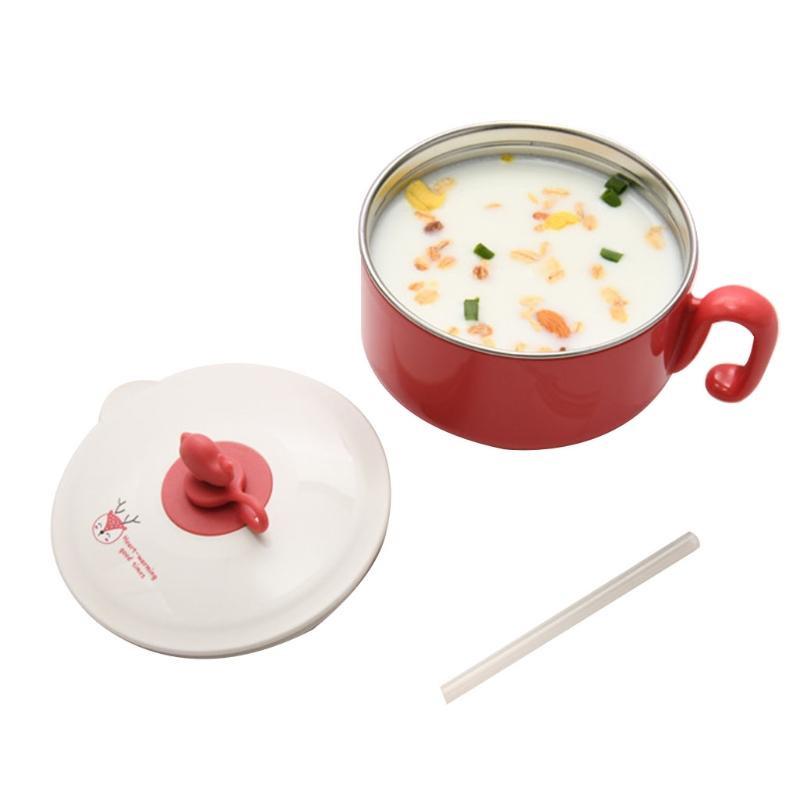 260Ml Cho Bé Inox Ống Hút Cách Nhiệt Bát Trẻ Em Bộ Đồ Ăn Hộp Đựng Thực Phẩm Có Nắp Đậy Trẻ Em Món Ăn