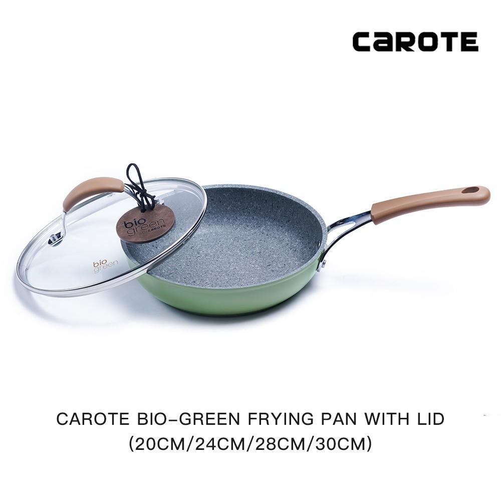 Chảo chiên chống dính Carote Bio Green 20/24/28/30cm có nắp đậy