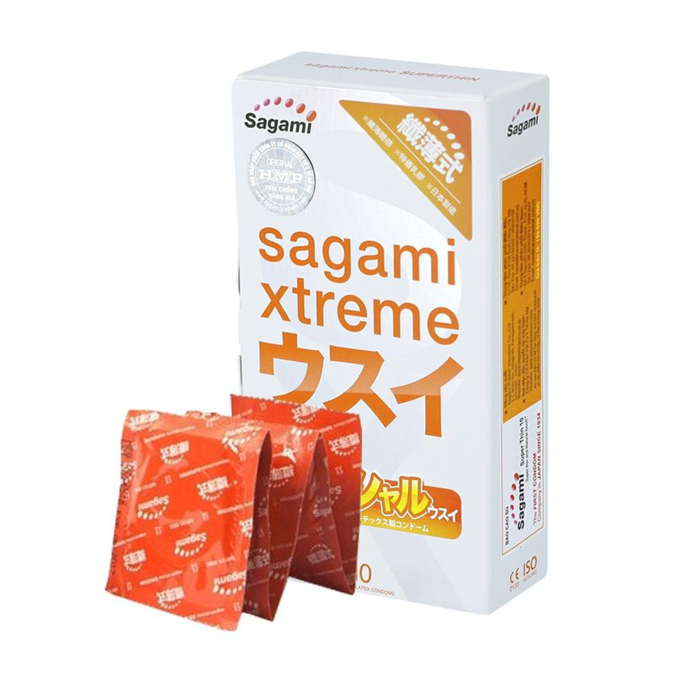 Bao Cao Su Siêu Mỏng Sagami Xtreme Super Thin (H10) - Chất Liệu Mềm Mại - Không Mùi Cao Su - 100% Hàng Chính Hãng