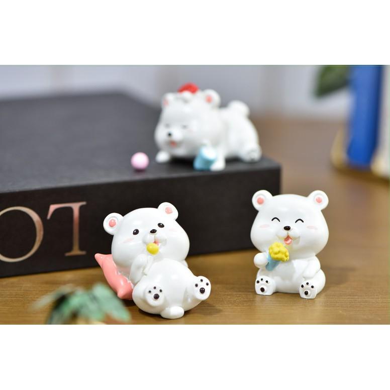KHO-HN * Mô hình gấu trắng Bắc Cực mũm mĩm dễ thường trang trí tiểu cảnh, móc khóa, terrarium, DIY