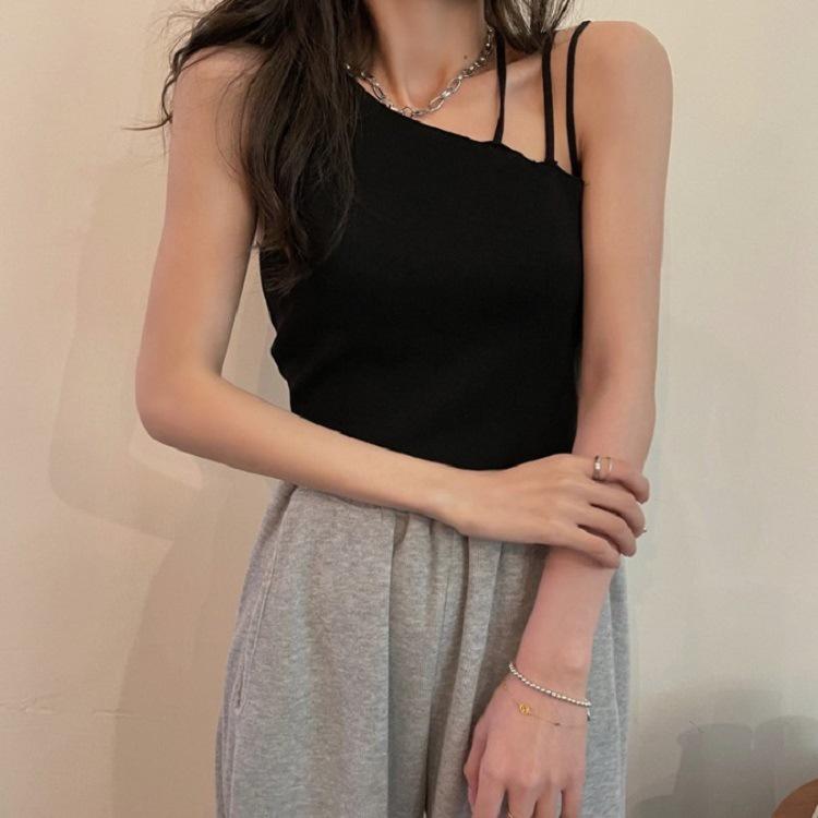MS189 Áo ba lỗ croptop lệch vai dây cách điệu