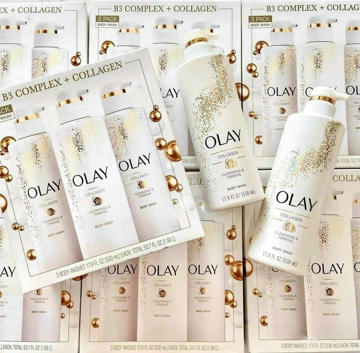 Sữa tắm Olay B3 collagen Cleansing &amp; Firming 530ml của mỹ-1 chai trắng( không có tem phụ- không xuất hóa đơn  )