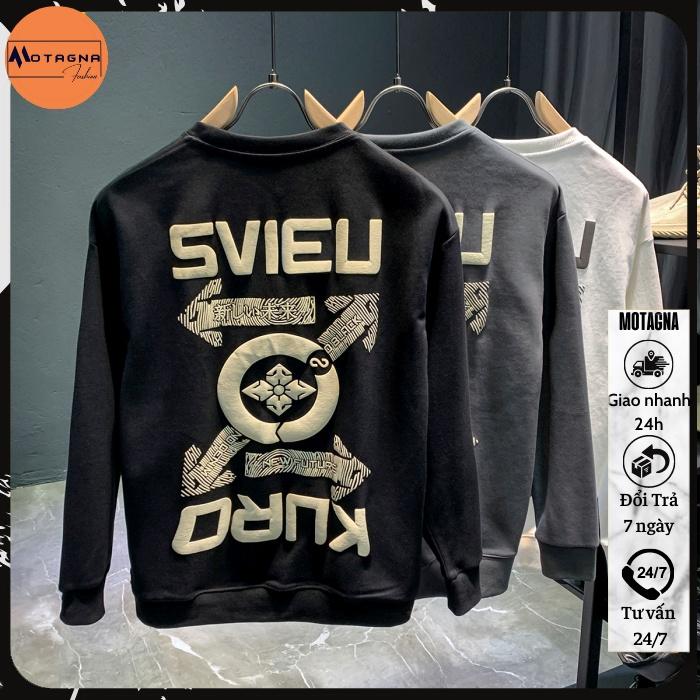 Áo nỉ sweater dáng ôm, Áo nam chất đẹp dày dặn in SVIEU sau lưng cool ngầu mã NZ662