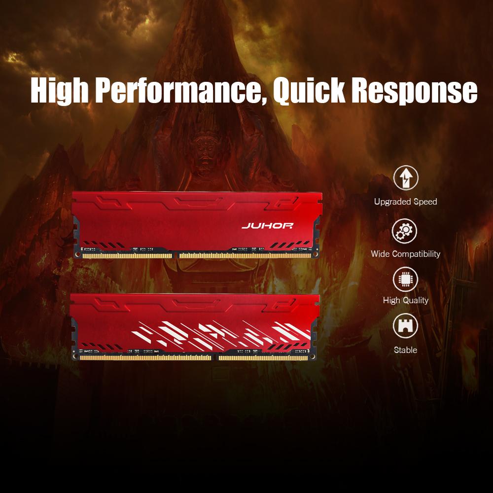 JUHOR DDR3 4GB 1600MHz 1.5V Desktop PC Memory Bank PC Memory RAM Low Power Consumption Wide Compatibility with Heat Sink