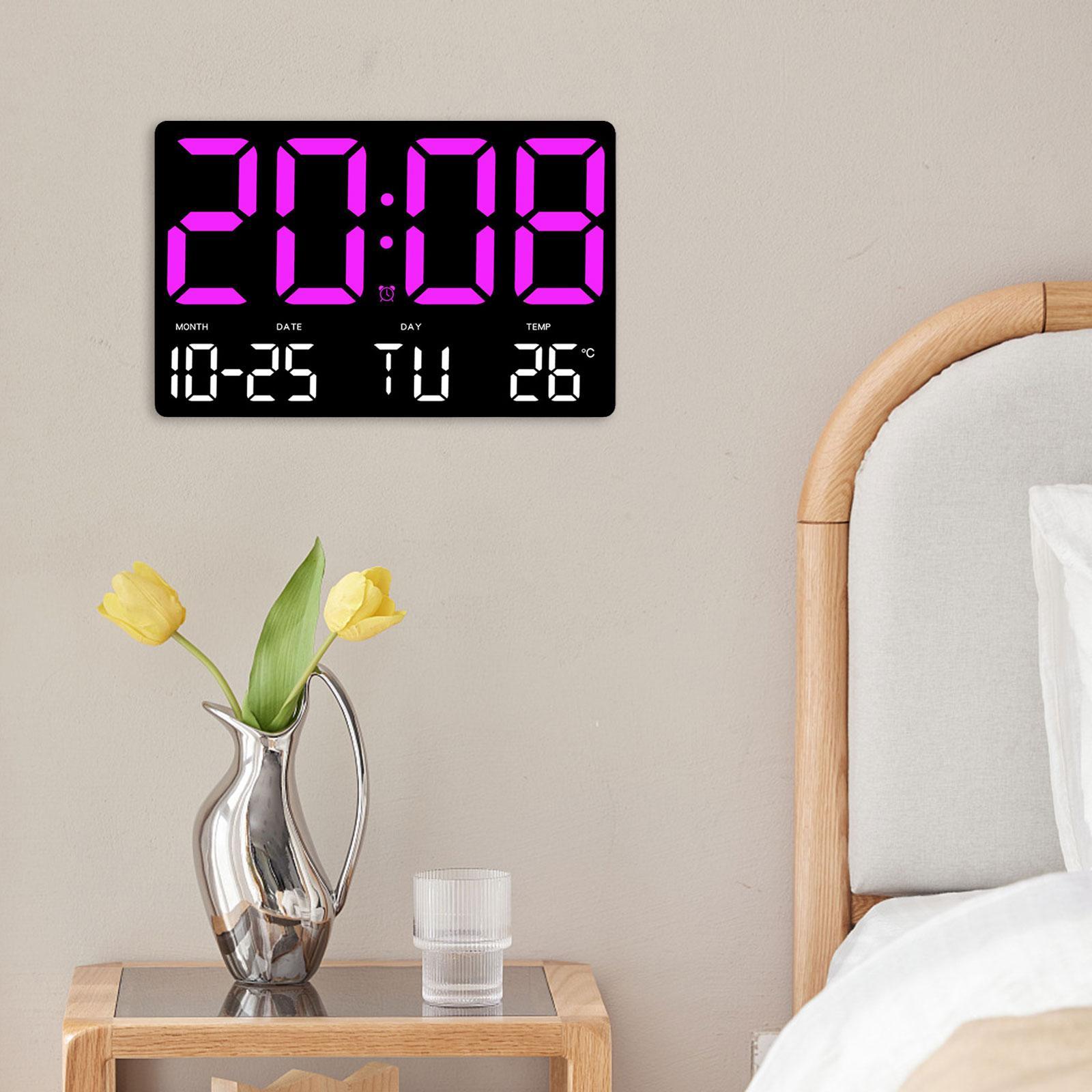 Wall Clock Kids Adults LED Display Digital Clock for Home Study Room Bedroom