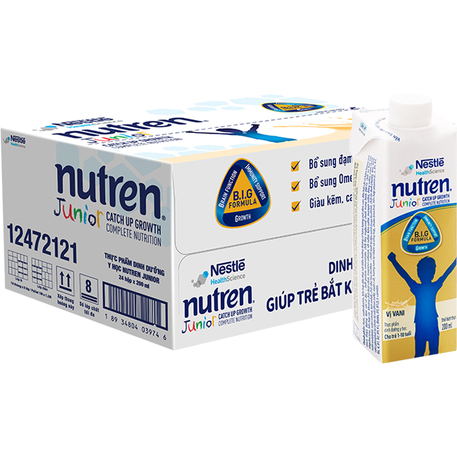 Thùng 24 hộp Sữa dinh dưỡng pha sẵn Nutren Junior 200ml