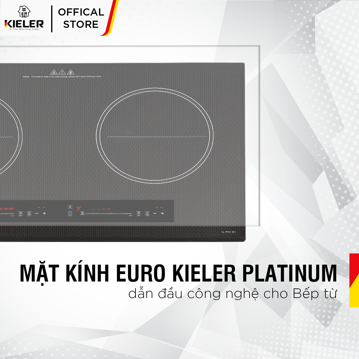 Bếp đôi điện từ KIELER KL-PRO301 mặt kính Euro Kieler Platinum, Bếp điện từ 3000W có chế độ cảm ứng chống tràn - Hàng Chính Hãng