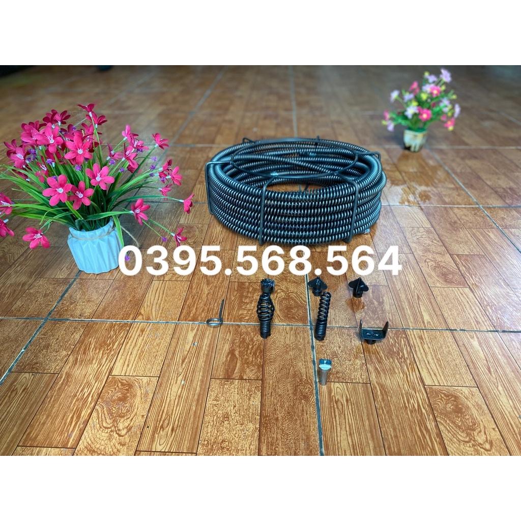 Siêu combo dây thông cống 18 M + 6 đầu thông + kết nối máy khoan ( Chuyên thông bồn cầu bồn rủa mặt..)