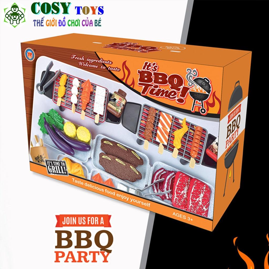 Hộp đồ chơi mô hình đồ ăn và bếp nướng thịt BBQ với 55 chi tiết đẹp cho bé