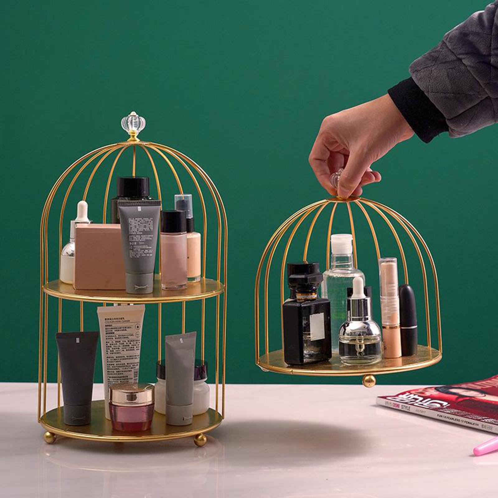 2X Bird Cage Desktop Perfume Organizer Holder Countertop Makeup Rack 1-Tier