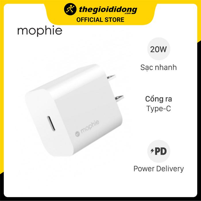 Adapter Sạc Type C PD 20W Mophie Trắng - Hàng chính hãng