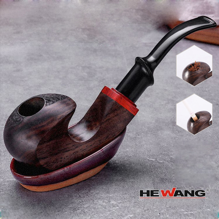Tẩu thuốc 2 trong 1 thuốc điếu và thuốc sợi gỗ cẩm lai đen HW1605