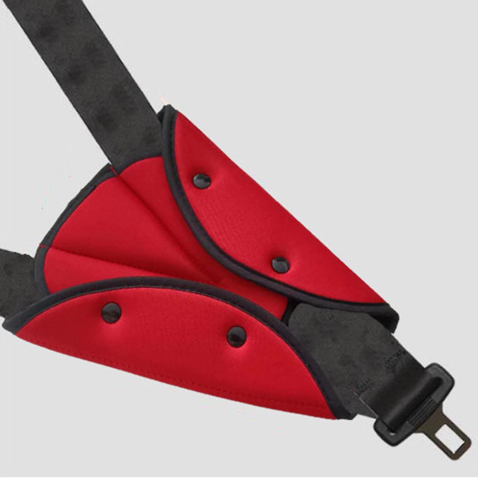 Car Seat Belt Adjuster for Kids Triangle Protector Pad Seat Belt Strap Cover Red