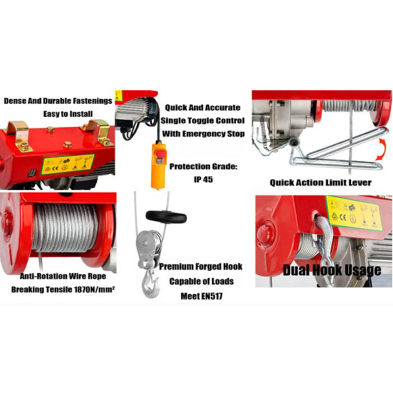 Tời điện mini ABG PA lõi mô tơ đồng, nâng hạ hàng hóa có điều khiển (Màu sắc thay đổi theo đợt)