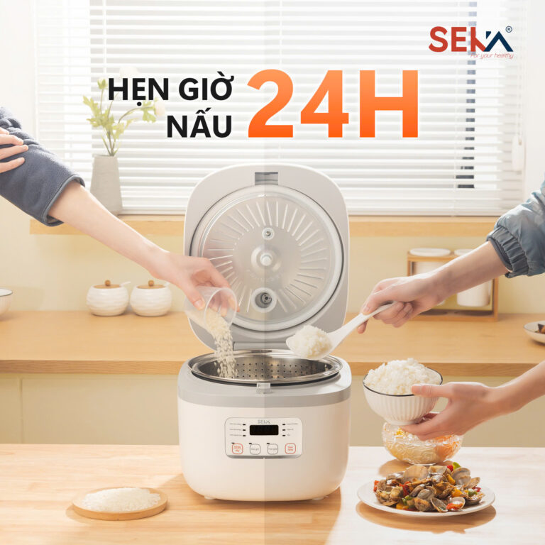 Nồi Cơm Điện Tách Đường 1.6L Seka SK1029 Công Suất 700W Lòng Nồi Ceramic, Bảng Điểu Khiển OLED - Hàng Chính Hãng
