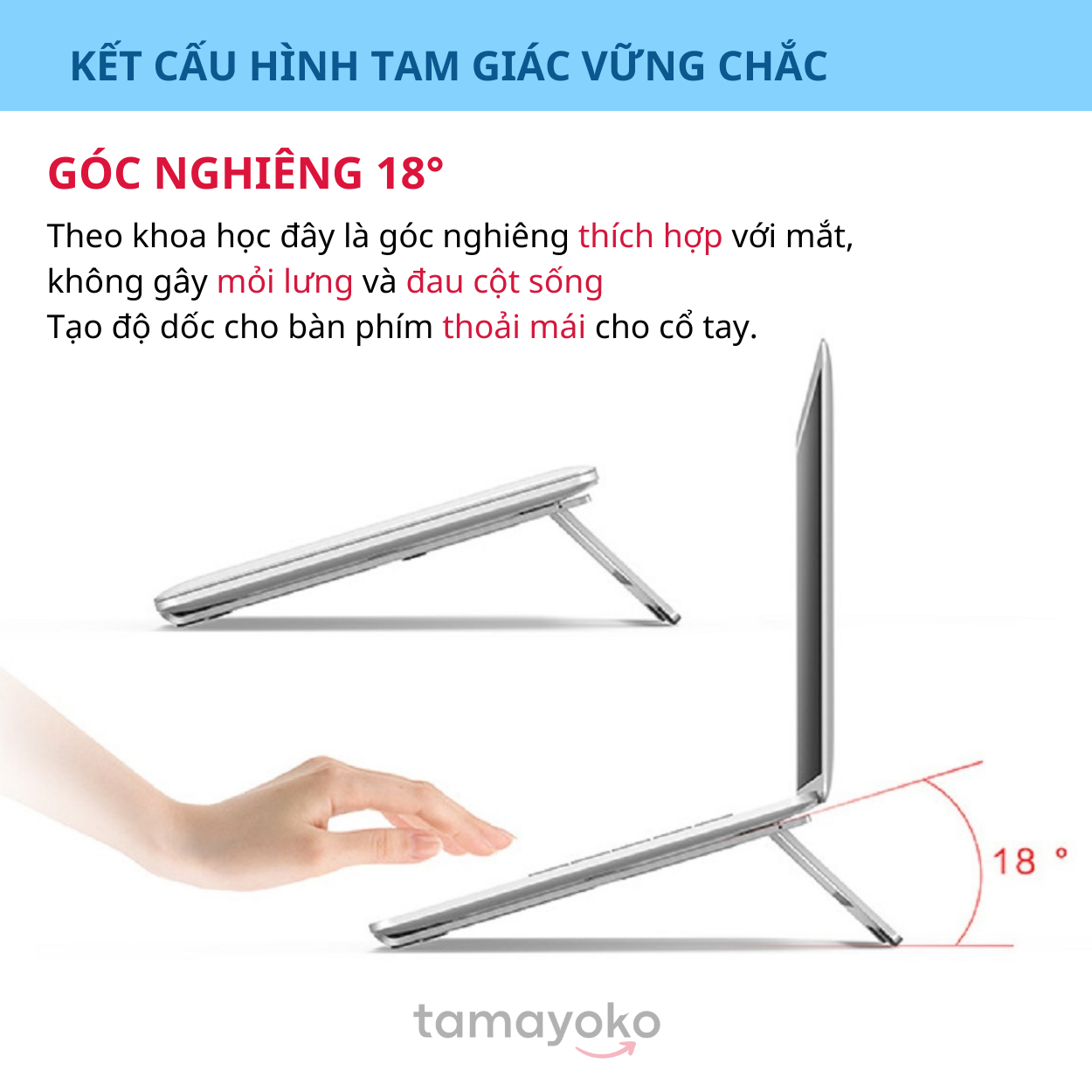 Giá Đỡ Để Bàn Dành Cho Laptop, Máy Tính Xách Tay Chất Liệu Hợp Kim Nhôm Cao Cấp Model HL001- Hàng Chính Hãng Tamayoko