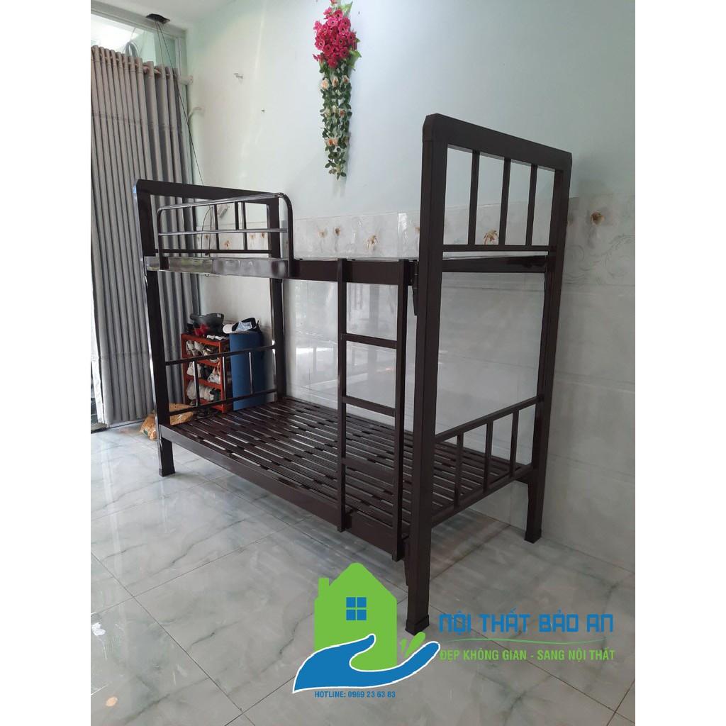 Giường sắt hộp 2 tầng sắt dày cao cấp, sơn tĩnh điện bền đẹp không rỉ sét, Ngang : 1mx1m