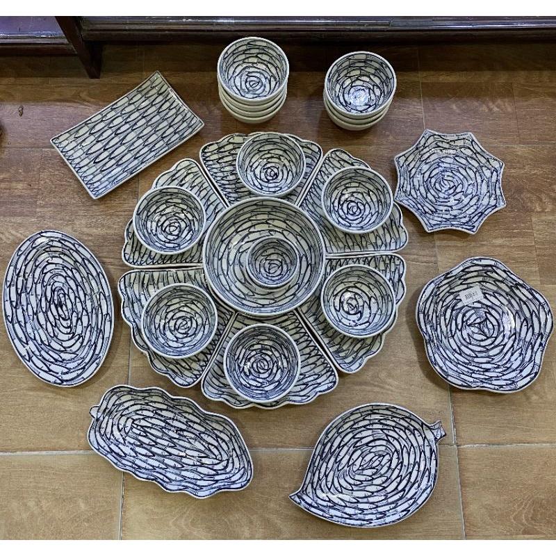 Bộ bát đĩa sứ Bát Tràng, bộ bát đĩa cúng gia tiên