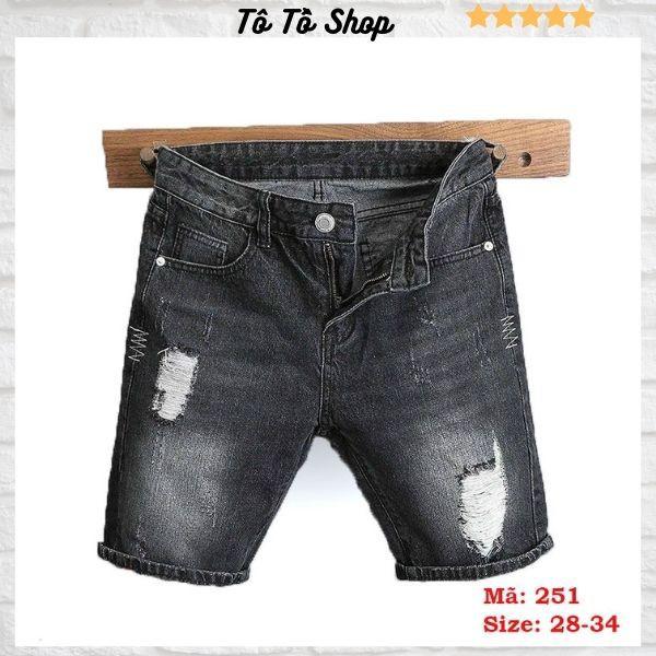 Quần Short Jean Nam Chất Bò Co Giãn️️Quần Đùi Nam Rách Nhẹ Cá Tính (kèm hình thật) Tô Tồ Shop - QSJNM251