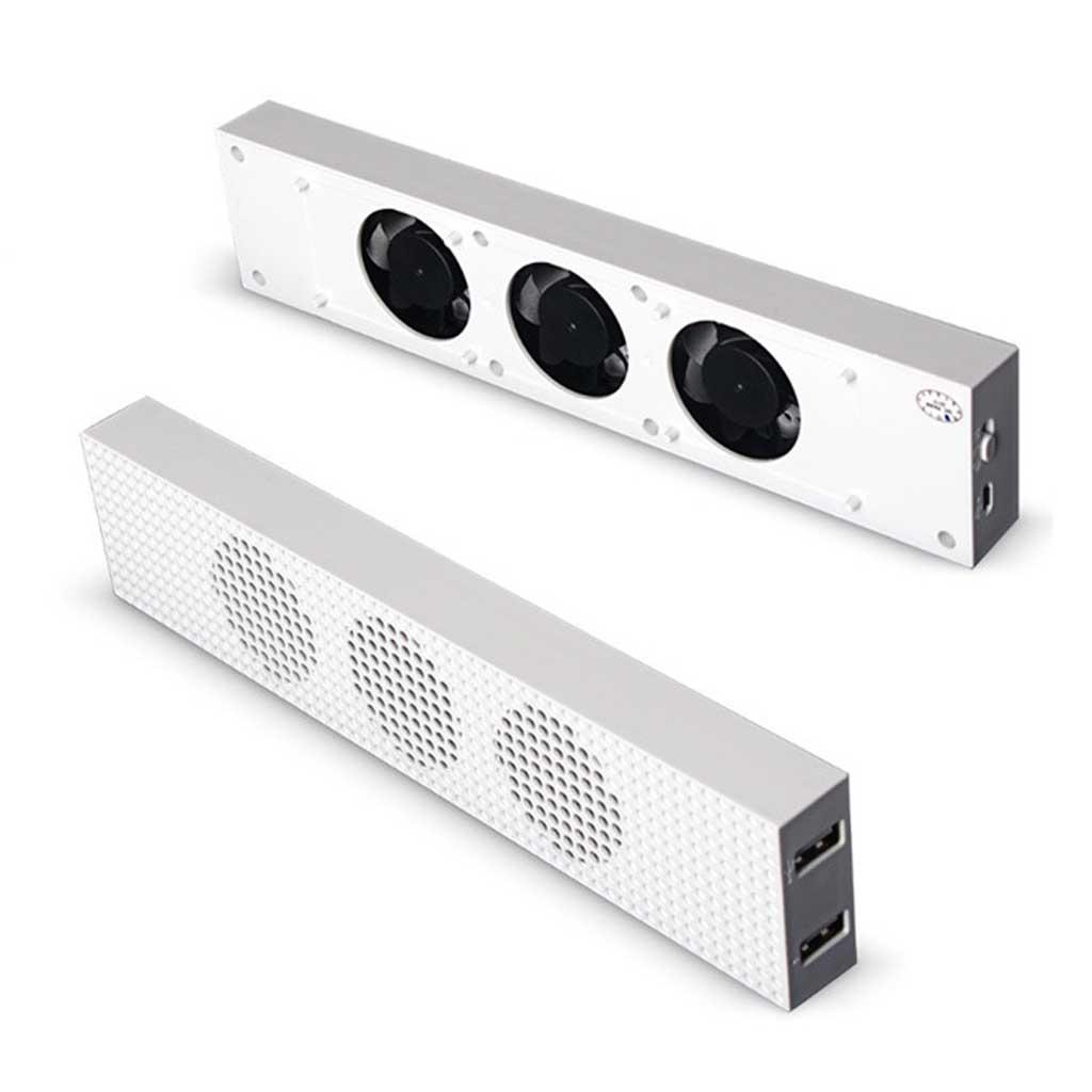 Cooler Fan 2 USB External 3-Fan Cooling Fan for Xbox One S Gaming Console Host Radiator - White