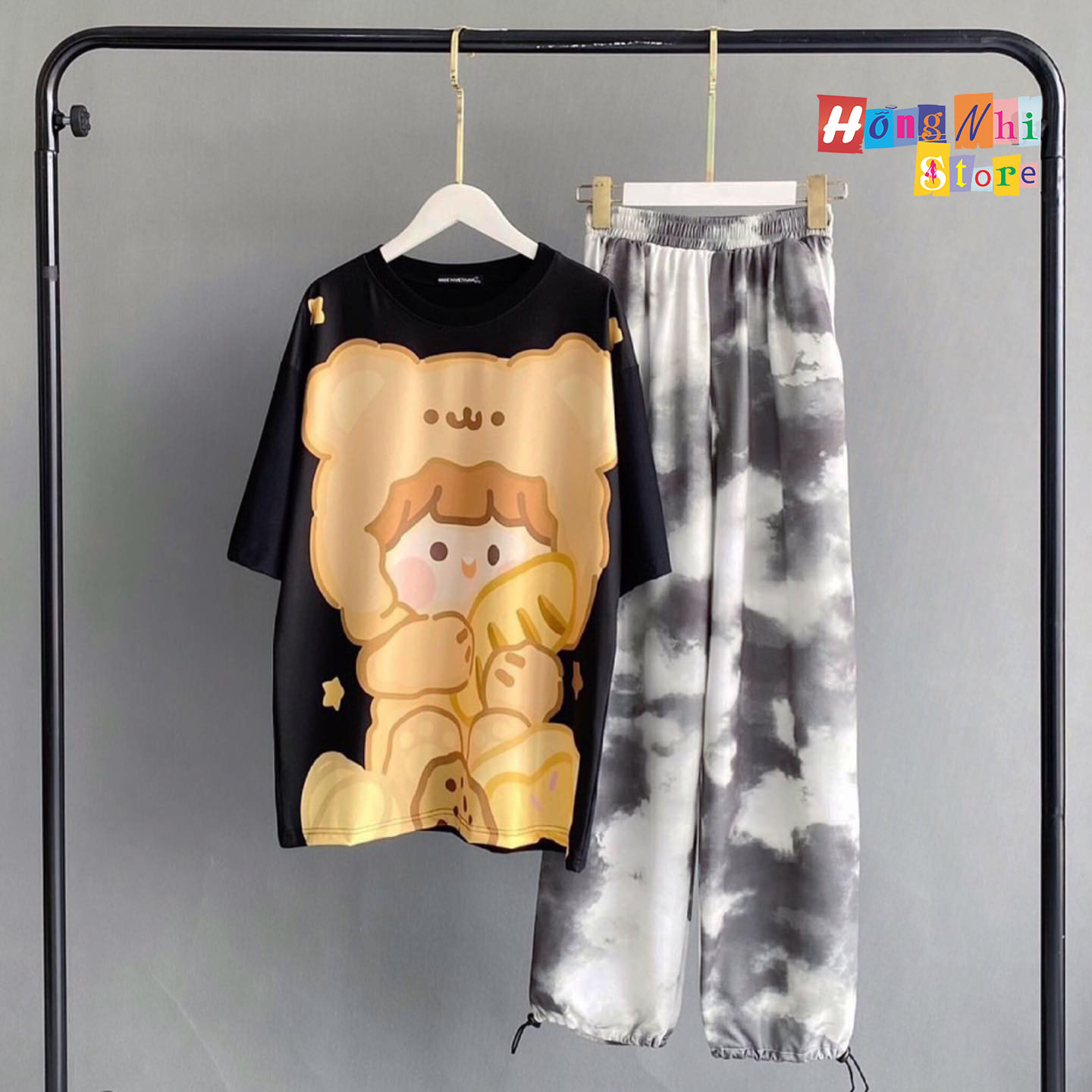 Quần Jogger 3D Ulzzang Unisex Jogger Loang Màu Dây Rút Lai Ống Rộng Xám Đậm V2 - MM