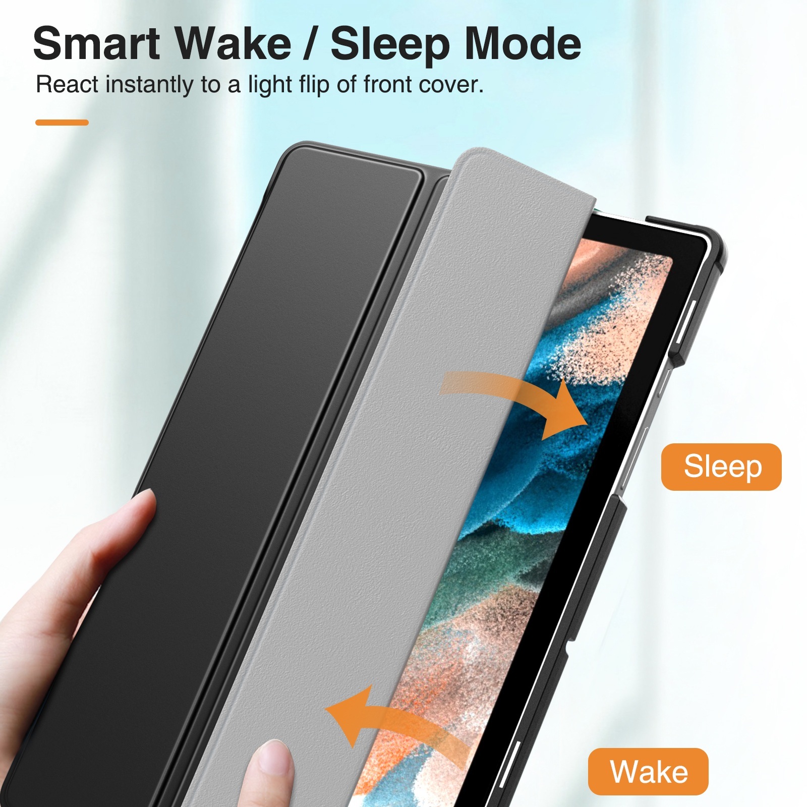 Bao da chống sốc cho Samsung Galaxy Tab A8 10.5 inch 2022 hiệu HOTCASE thiết kế siêu mỏng hỗ trợ Smartsleep, gập nhiều tư thế, mặt da siêu mịn - hàng nhập khẩu