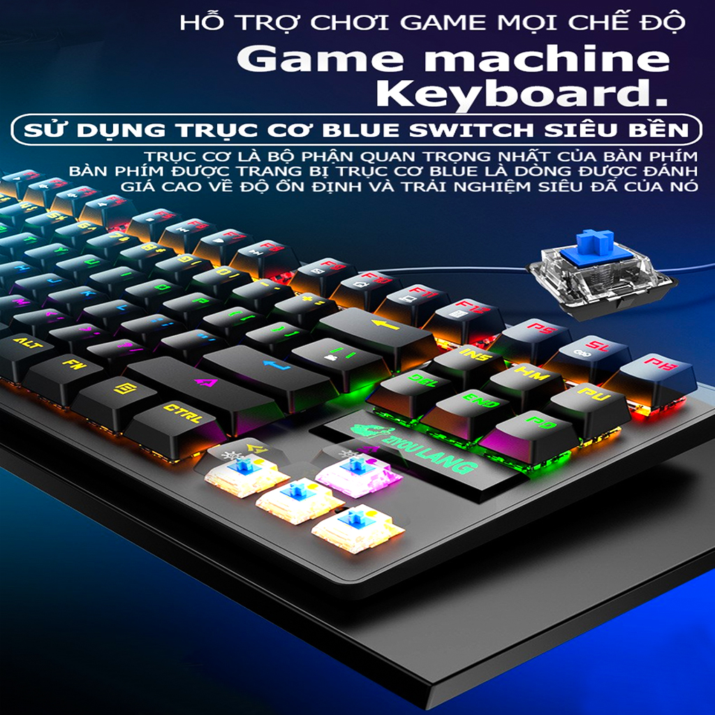 VINETTEAM Bàn Phím Cơ Máy Tính K2 PRO Màu Xanh Blue Switch 10 Chế Độ Led RGB Dùng Chơi Game Văn Phòng Cực Đã - Hàng Chính Hãng