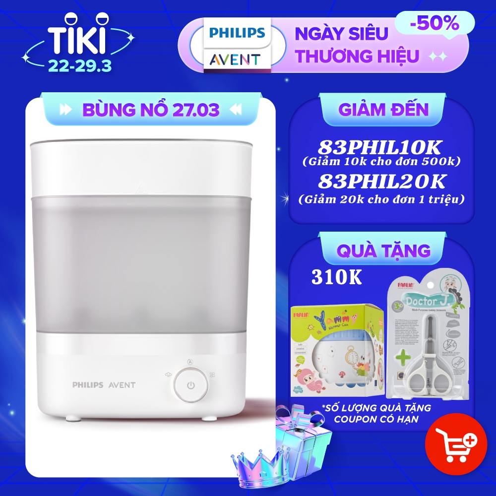 Máy tiệt trùng bình sữa và sấy khô Philips Avent Starlight plus 293.00