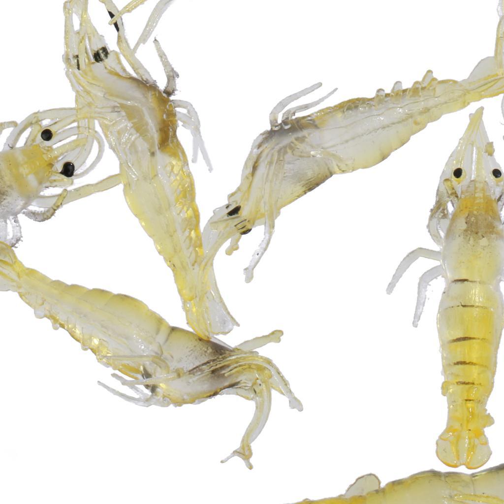 3-6pack 10 pcs Soft Prawn Shrimp Lure Baits Simulation Fishing Lures Yellow