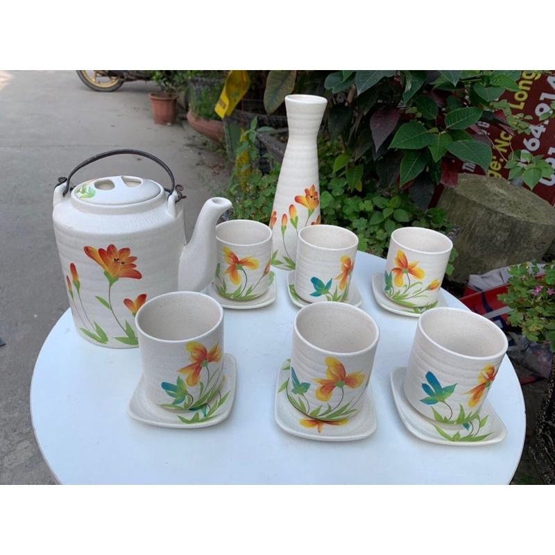 Bộ ấm tích uống trà. Gốm sứ Bát Tràng.