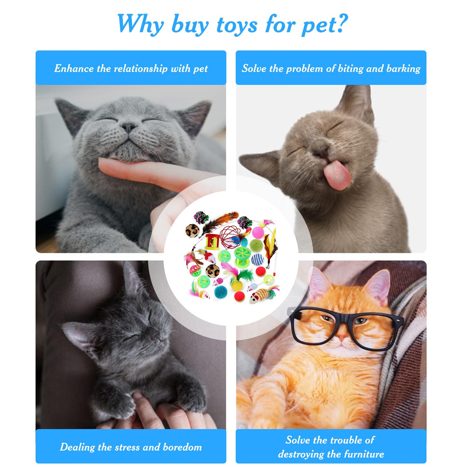 Bộ đồ chơi tương tác cho mèo 26 cái bằng lông vũ và nhựa an toàn