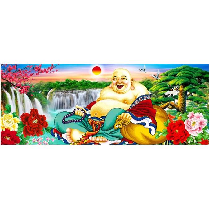 Tranh đá Phật Di Lặc cây tùng VS267 - kích thước: 120 * 50cm.
