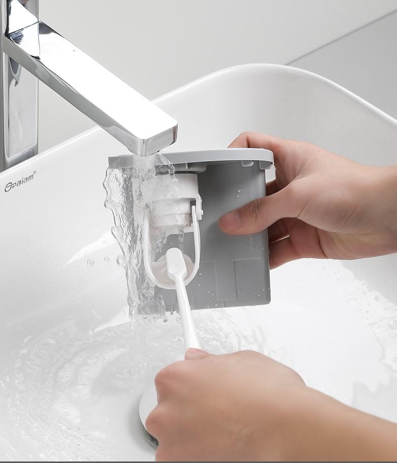 Bộ kệ bàn chải đánh răng kèm 4 cốc có ngăn kéo dán tường đa năng