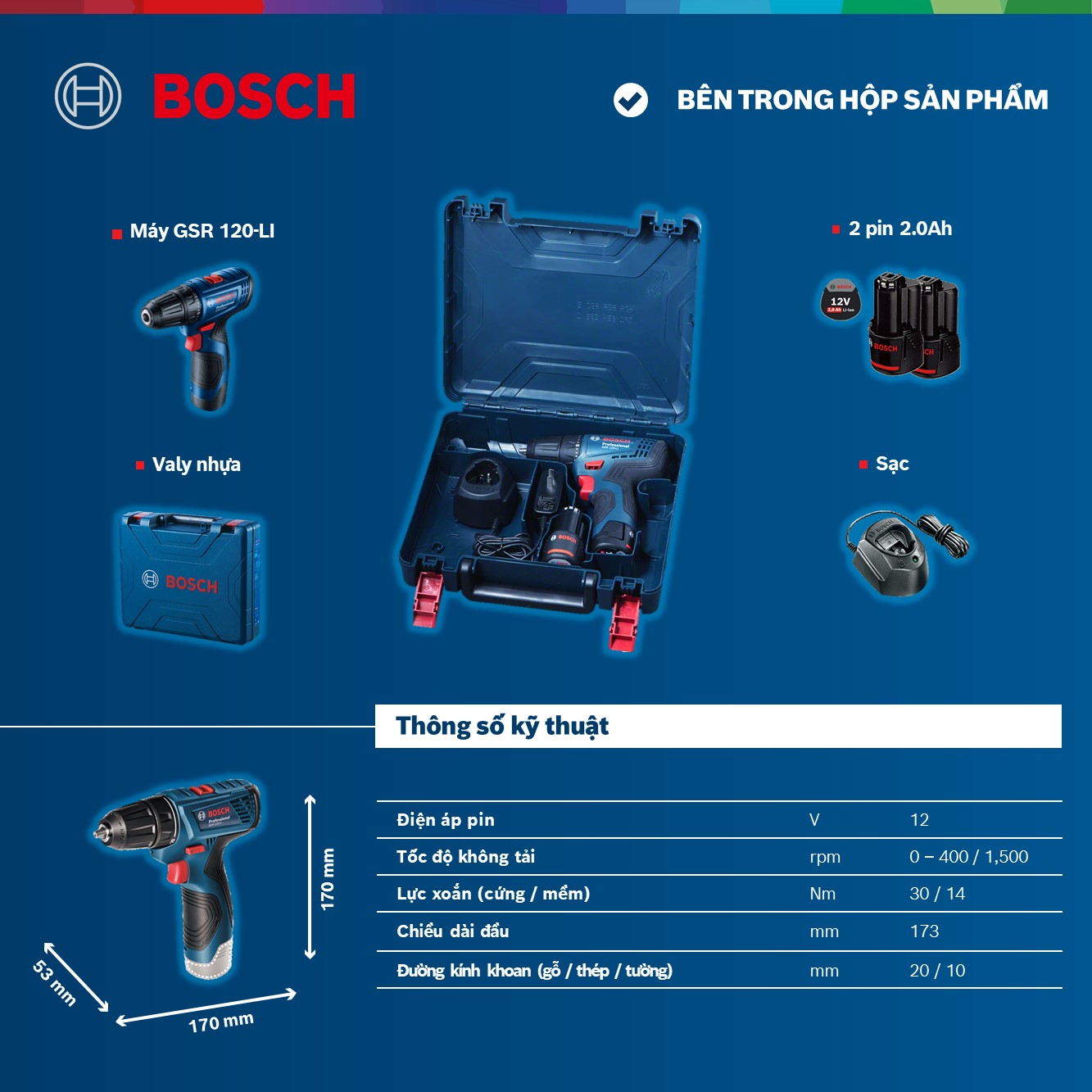 Máy Khoan Vặn Vít Dùng Pin GSR 120-LI