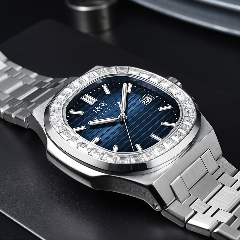 Đồng hồ nam chính hãng IW CARNIVAL IW721G-1 Kính sapphire ,chống xước ,Chống nước 50m ,Bảo hành 24 tháng,Máy cơ ,dây kim loại thép không gỉ 316L, mặt xanh thiết kế đơn giản dễ đeo