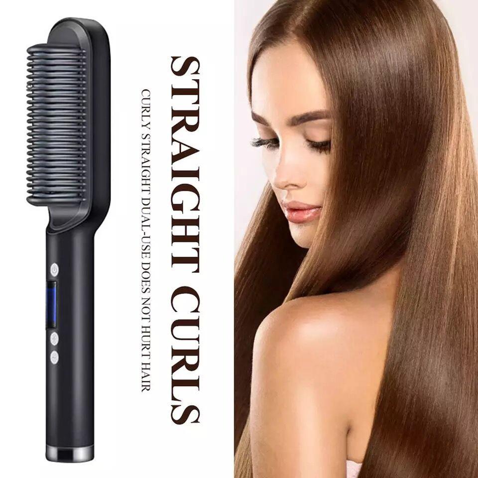 Lược điện - Lược duỗi thẳng tóc 2 in 1 Công cụ tạo kiểu chải tóc, Máy ép duỗi tóc thẳng Máy Duỗi Tóc