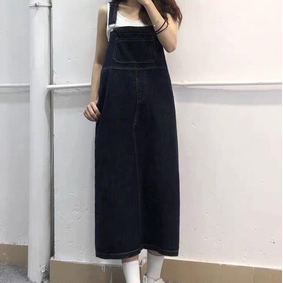 Váy yếm jean phong cách, váy yếm jean hai màu đen xanh_y2