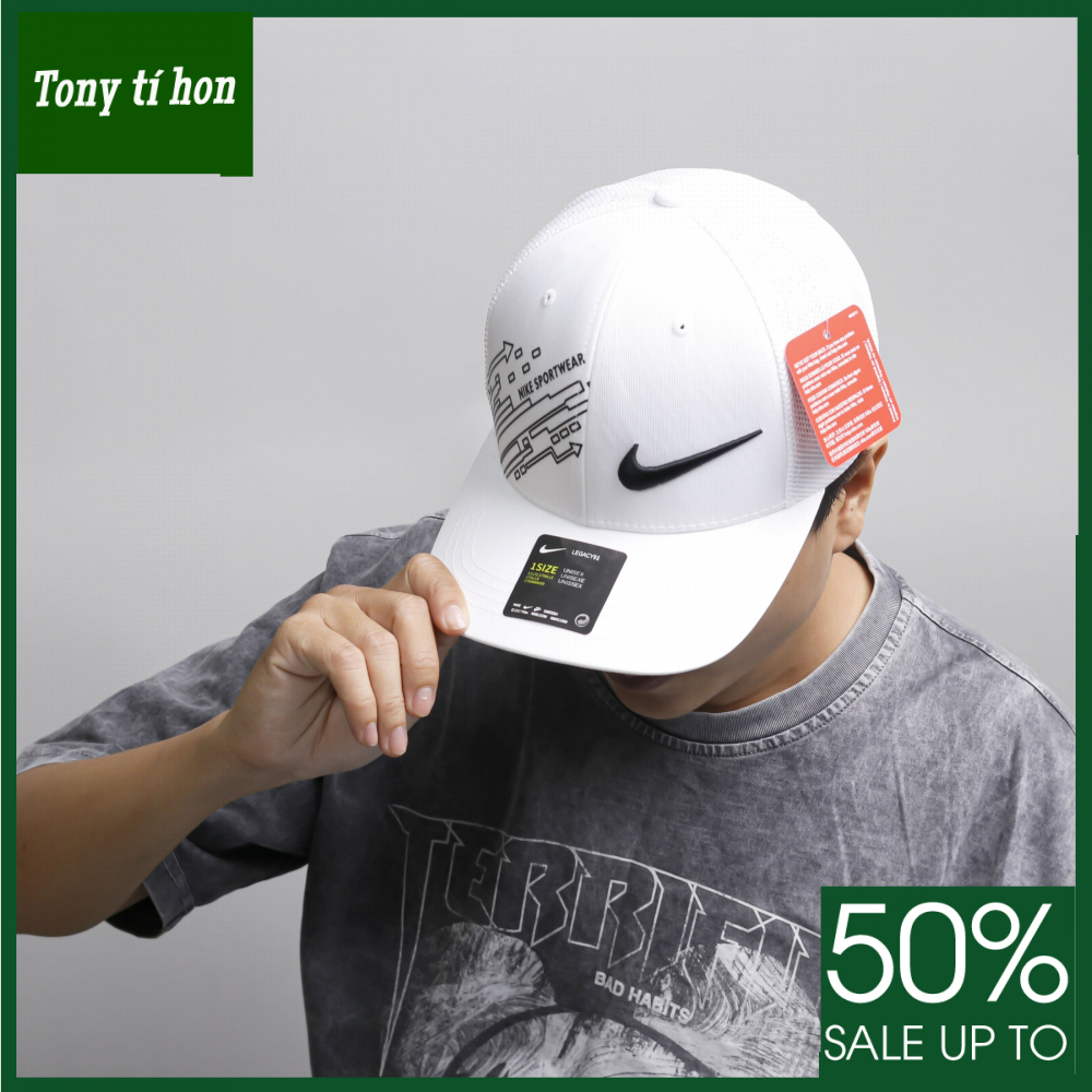 Tony tí hon - Mũ nón kết lưỡi trai bít đuôi logo sport wear thời trang nam nữ cao cấp - nhiều màu - màu trắng / màu đen