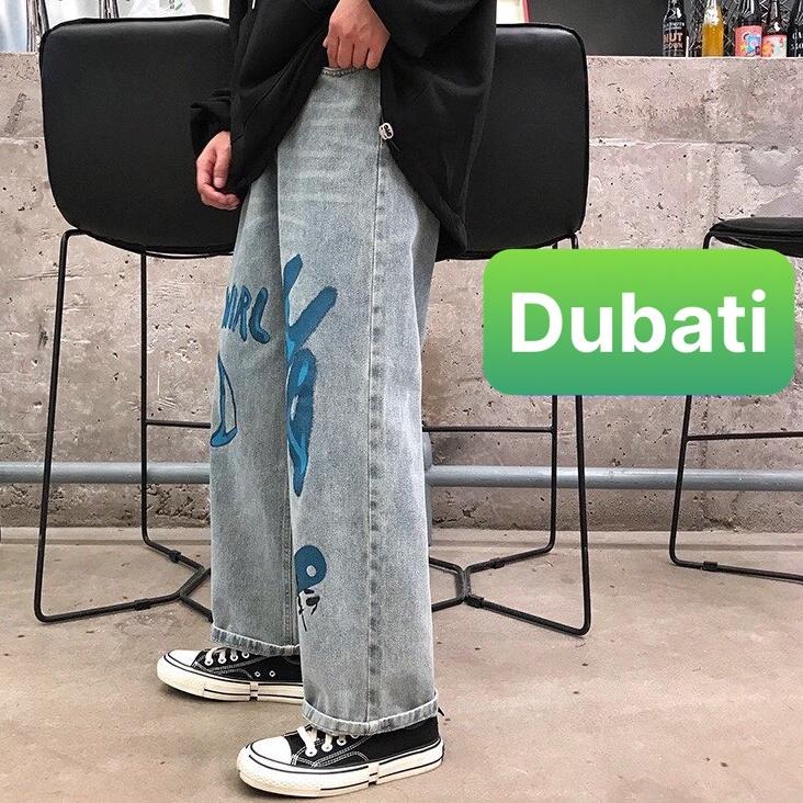 Quần Jean Baggy, Jean Nam Ống Rộng Thêu Họa Tiết Chất Vải Co Giãn Phong Cách Unisex- DB 43- DUBATI FASHION