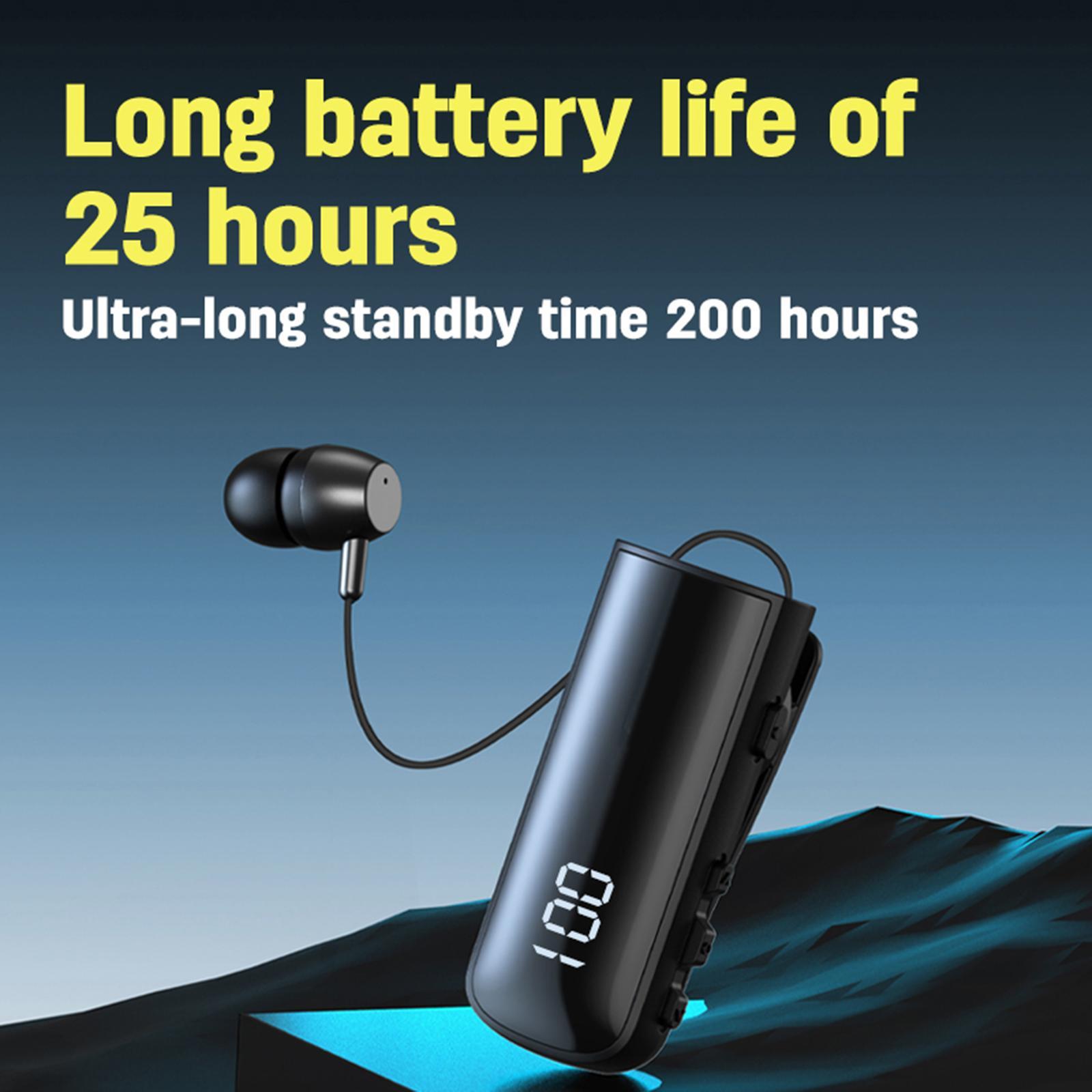 Retractable Clip Headphones Single Earbud for Business Men Office Smartphone