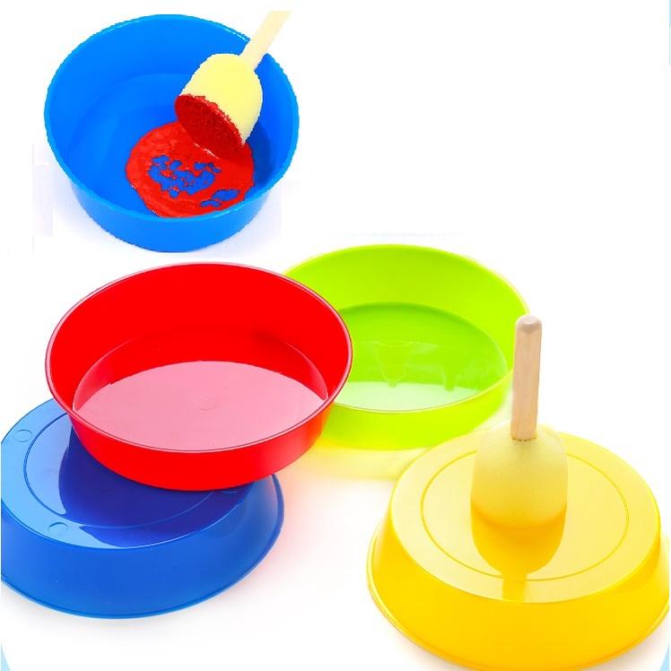Set 4 đĩa nhựa màu dùng phân loại màu hoặc đựng màu vẽ
