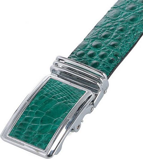 Dây nịt nam da cá sấu Huy Hoàng gai bụng màu xanh lá HT4802