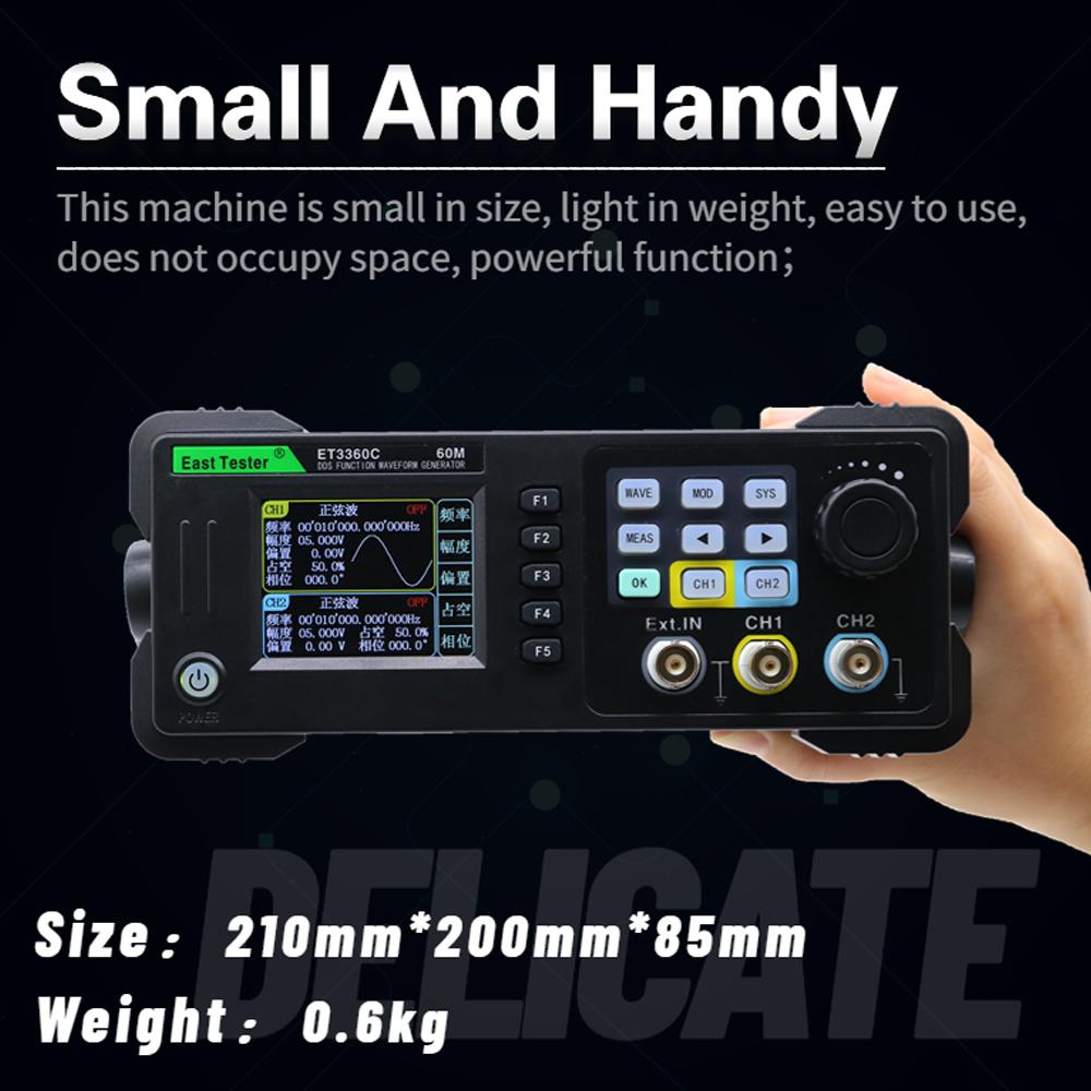 2.4Inch TFT LCD Display Dual Channel Function Arbitrary Waveform Generator 200MSa/S Sampling Rate 13 Bit Vertical Resolution 8k Storage Depth Signal Source Frequency Meter