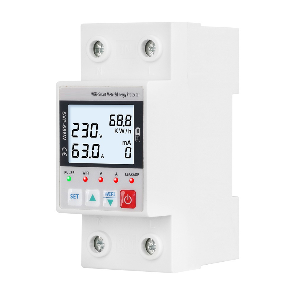Thiết Bị Bảo Vệ Nguồn Thông Minh Wifi 5 In 1 (Công Tơ, Bảo Vệ Quá Áp, Thấp Áp, Qúa Nhiệt, Chống Giật)